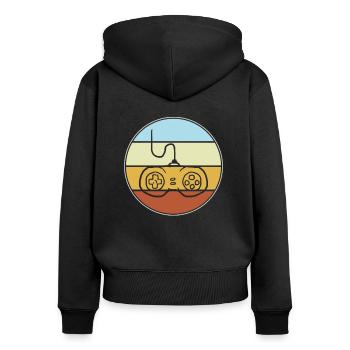 Gaming Retro - Frauen Premium Bio Zip Hoodie - Schwarz - Hinten - Julia (174cm)