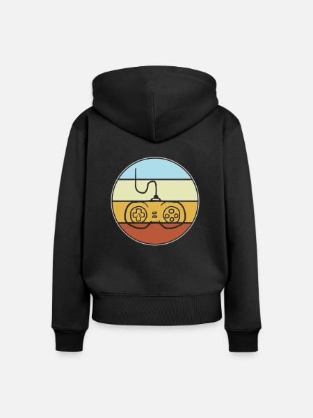 Gaming Retro - Frauen Premium Bio Zip Hoodie - Schwarz