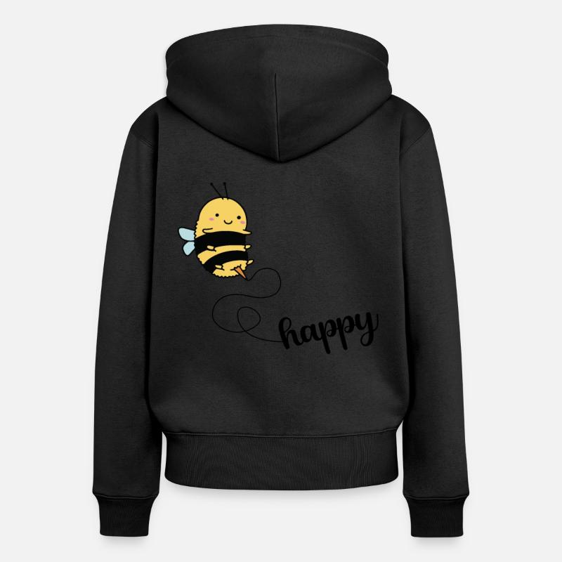 Bee Happy - Sweat à capuche zippé Premium bio Femme - noir