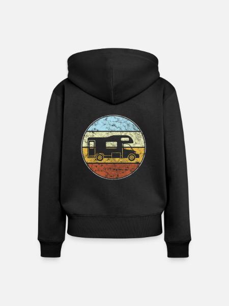 Wohnmobil Retro - Frauen Premium Bio Zip Hoodie - Schwarz