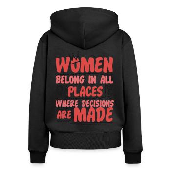 Feminist Women Belong In All - Frauen Premium Bio Zip Hoodie - Schwarz - Hinten - Julia (174cm)