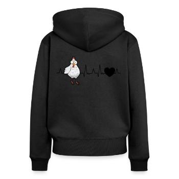 Poulets Heartbeat Chicken Farmer - Sweat à capuche zippé Premium bio Femme - noir - Dos - Julia (174cm)