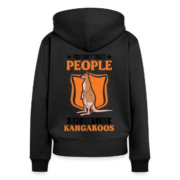 Kangaroo Australia Australian Kangaroo - Women's Premium Organic Zip Hoodie - black - Back - Julia (174cm)