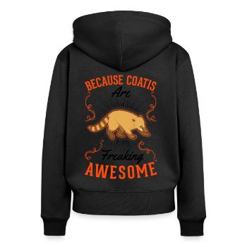 Coati Cadeau Proboscis Bear Coati - Sweat à capuche zippé Premium bio Femme - noir - Dos - Julia (174cm)