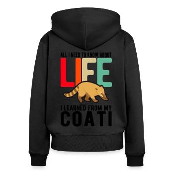 Coati Cadeau Proboscis Bear Coati - Sweat à capuche zippé Premium bio Femme - noir - Dos - Julia (174cm)