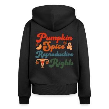 Feminist Fall Autumn Pumpkin Spice - Frauen Premium Bio Zip Hoodie - Schwarz - Hinten - Julia (174cm)