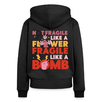 Feminist Not Fragile Like A Flower - Frauen Premium Bio Zip Hoodie - Schwarz - Hinten - Julia (174cm)