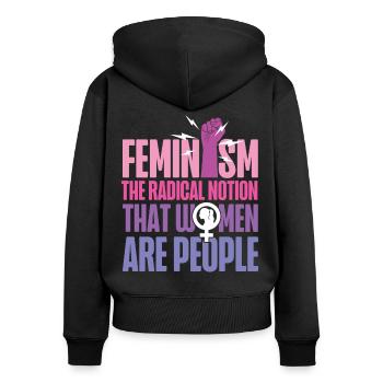 Le féminisme féministe Le radical - Sweat à capuche zippé Premium bio Femme - noir - Dos - Julia (174cm)