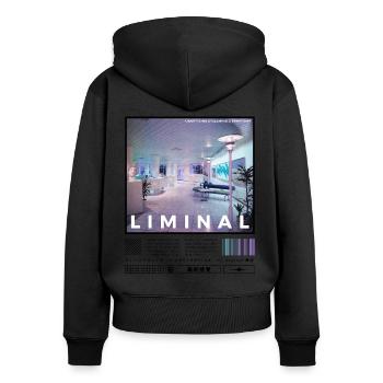 Liminal Spaces Retro 80s & 90s Backrooms Vaporwave - Women's Premium Organic Zip Hoodie - black - Back - Julia (174cm)