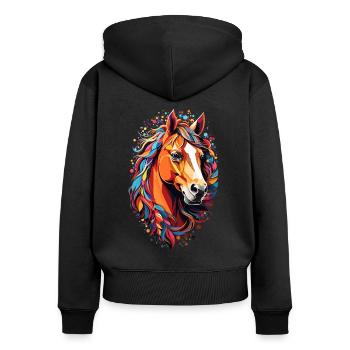 Cute Horse Design - Colorful Horse Silhouette - Women's Premium Organic Zip Hoodie - black - Back - Julia (174cm)