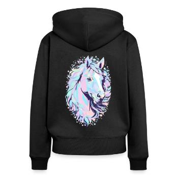 Cute Horse Design - Colorful Horse Silhouette - Women's Premium Organic Zip Hoodie - black - Back - Julia (174cm)