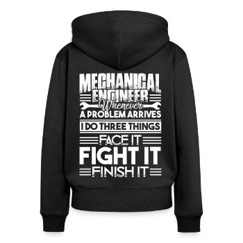 Mechanical Engineer Solves Problem - Women's Premium Organic Zip Hoodie - black - Back - Julia (174cm)