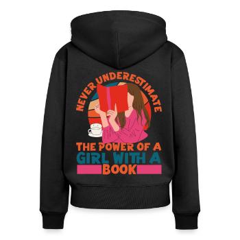 Les féministes ne sous-estiment jamais le - Sweat à capuche zippé Premium bio Femme - noir - Dos - Julia (174cm)
