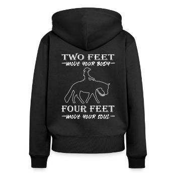 Cavalier & Cheval | Fille de cheval | Équitation Western - Sweat à capuche zippé Premium bio Femme - noir - Dos - Julia (174cm)