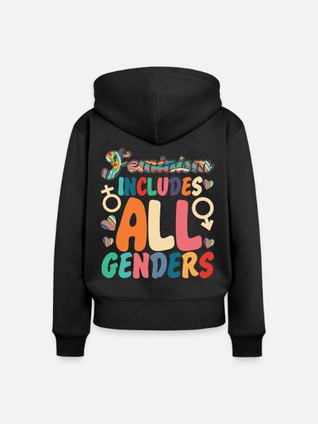 Feminist Feminism Includes All - Frauen Premium Bio Zip Hoodie - Schwarz