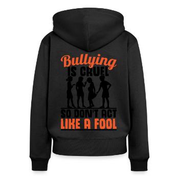 Tag der Einheit | Anti-Mobbing-Monat - Frauen Premium Bio Zip Hoodie - Schwarz - Hinten - Julia (174cm)
