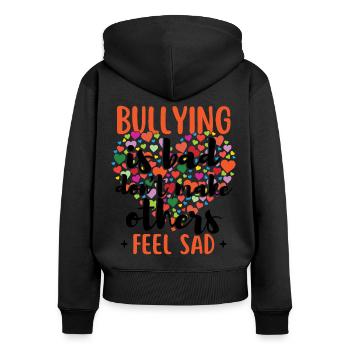Anti-Mobbing-Monat Tag der Herzeinheit - Frauen Premium Bio Zip Hoodie - Schwarz - Hinten - Julia (174cm)