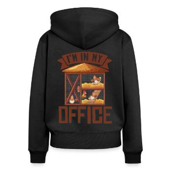 Drôle de fermier Poulet Cadeau Femmes - Sweat à capuche zippé Premium bio Femme - noir - Dos - Julia (174cm)