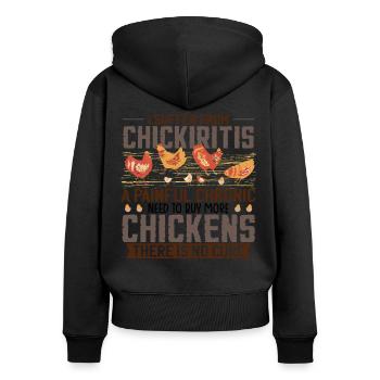 Amateur de poulet Jardinage - Sweat à capuche zippé Premium bio Femme - noir - Dos - Julia (174cm)