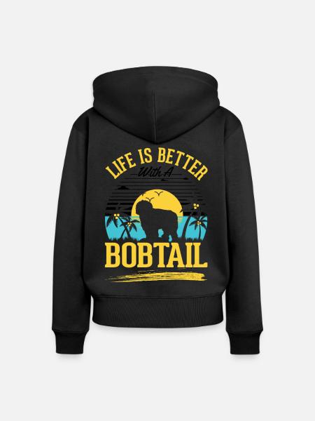 Het leven is beter met een bobtail - Vrouwen Premium Bio ziphoodie - zwart