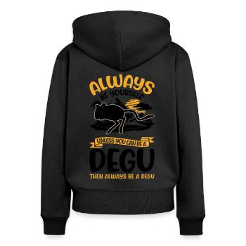 Always be yourself Degu Walddegu - Frauen Premium Bio Zip Hoodie - Schwarz - Hinten - Julia (174cm)