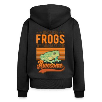 Grenouille cadeau Rainette - Sweat à capuche zippé Premium bio Femme - noir - Dos - Julia (174cm)