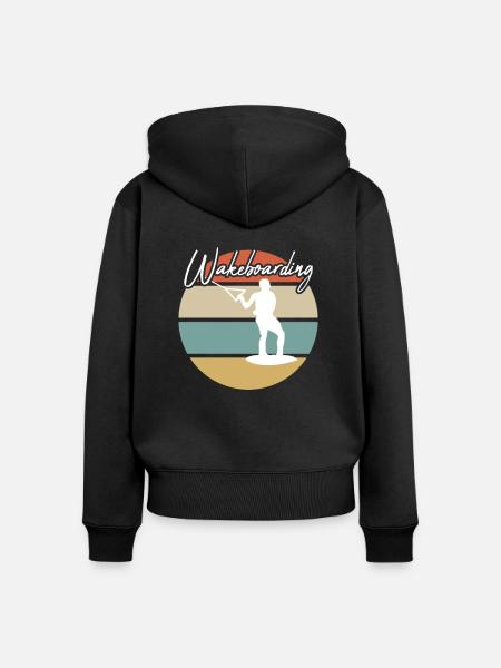 Wakeboarding Retro - Frauen Premium Bio Zip Hoodie - Schwarz