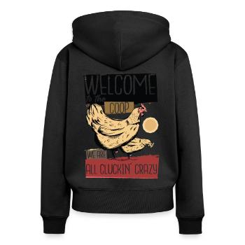 Poulailler Éleveur Élevage Poule - Sweat à capuche zippé Premium bio Femme - noir - Dos - Julia (174cm)