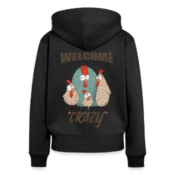 Poulailler Coq Jardinage Oeufs de jardin - Sweat à capuche zippé Premium bio Femme - noir - Dos - Julia (174cm)