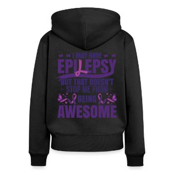 Ich könnte Epilepsie haben - Frauen Premium Bio Zip Hoodie - Schwarz - Hinten - Julia (174cm)