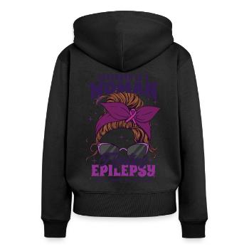 Strength Is A Woman Fighting Epilepsy Bandana - Women's Premium Organic Zip Hoodie - black - Back - Julia (174cm)