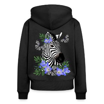 Zèbre - Sweat à capuche zippé Premium bio Femme - noir - Dos - Julia (174cm)