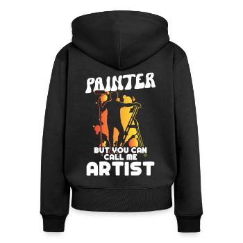 Peintre Peintre Appelez-moi Artiste Vernisseur Peinture - Sweat à capuche zippé Premium bio Femme - noir - Dos - Julia (174cm)