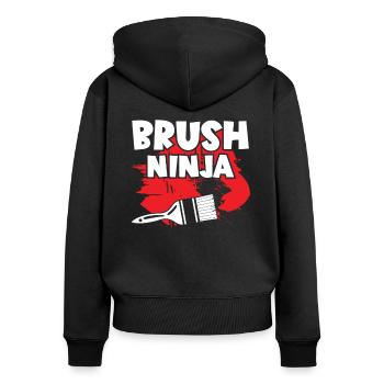 Maler Brush Ninja Lackierer Malerei Künstler - Frauen Premium Bio Zip Hoodie - Schwarz - Hinten - Julia (174cm)