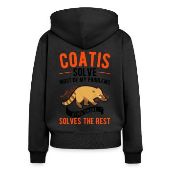 Coati Cadeau Coati Proboscis Bear - Sweat à capuche zippé Premium bio Femme - noir - Dos - Julia (174cm)