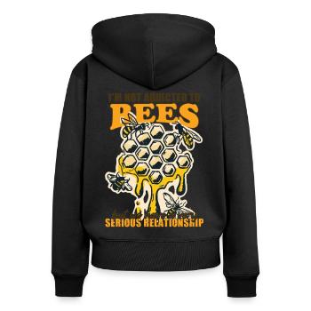 Je ne suis pas accro aux abeilles - Sweat à capuche zippé Premium bio Femme - noir - Dos - Julia (174cm)