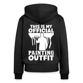 Peintre Officiel Peinture Tenue Vernisseur Peinture - Sweat à capuche zippé Premium bio Femme - noir - Dos - Julia (174cm)