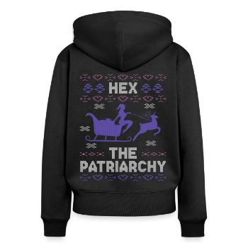 Hex Le Patriarcat - Sweat à capuche zippé Premium bio Femme - noir - Dos - Julia (174cm)