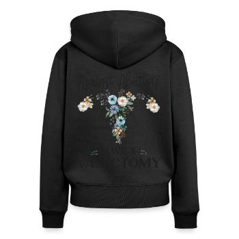 Feminist Flower Floral Against - Frauen Premium Bio Zip Hoodie - Schwarz - Hinten - Julia (174cm)