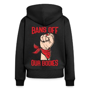 Les féministes bannissent nos corps - Sweat à capuche zippé Premium bio Femme - noir - Dos - Julia (174cm)