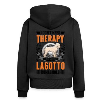 Lagotto Romagnolo Thérapie Chien d’Eau - Sweat à capuche zippé Premium bio Femme - noir - Dos - Julia (174cm)