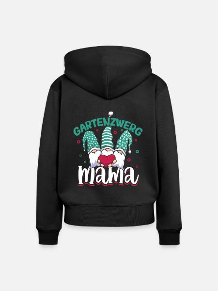 Gartenzwerg Mama - Frauen Premium Bio Zip Hoodie - Schwarz