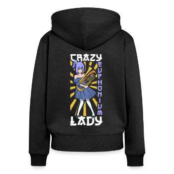 Verrückte Euphonium Lady - Euphonium - Frauen Premium Bio Zip Hoodie - Schwarz - Hinten - Julia (174cm)