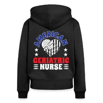Geriatric Nurse Caregiver - Women's Premium Organic Zip Hoodie - black - Back - Julia (174cm)