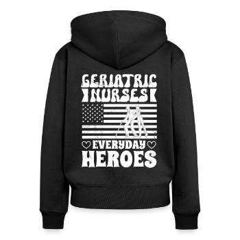 Geriatric Nurse Everyday Hero Care - Women's Premium Organic Zip Hoodie - black - Back - Julia (174cm)