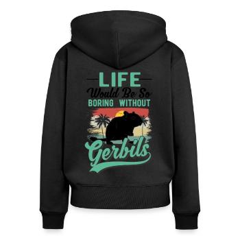 Gerbille Cadeau Rat de course mongol Gerbille - Sweat à capuche zippé Premium bio Femme - noir - Dos - Julia (174cm)