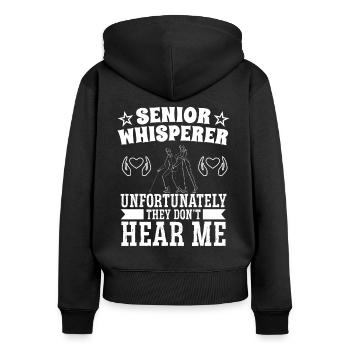 Infirmière gériatrique Chuchoteur principal Soins infirmiers - Sweat à capuche zippé Premium bio Femme - noir - Dos - Julia (174cm)
