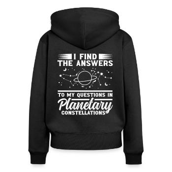 Astrologie Answers In Planetary Constellations - Frauen Premium Bio Zip Hoodie - Schwarz - Hinten - Julia (174cm)