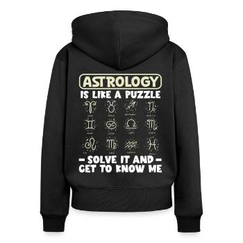 Astrology Like Puzzle Solve It Esoteric Signs - Women's Premium Organic Zip Hoodie - black - Back - Julia (174cm)