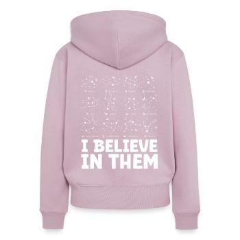 Astrology Believe In Them Esoteric Signs - Women's Premium Organic Zip Hoodie - dusky pink - Back - Julia (174cm)